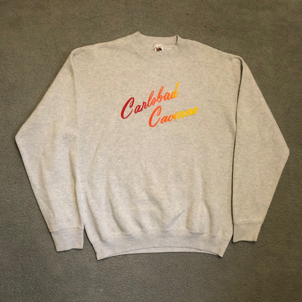 VTG 90s Fruit of the Loom Carlsbad Caverns Sweatshirt XL XXL Gray Made in USA
